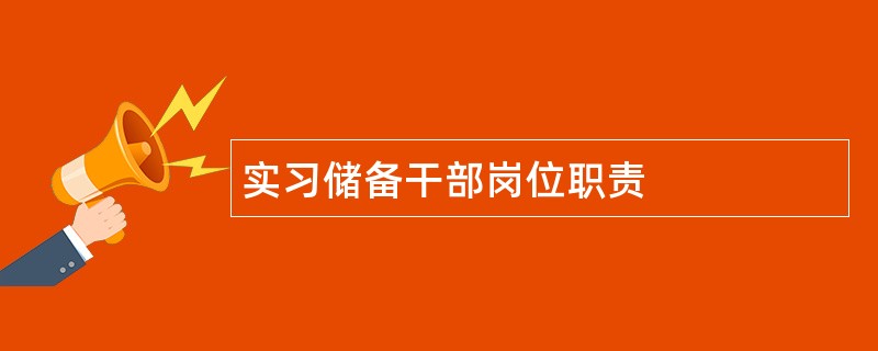 实习储备干部岗位职责