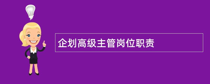 企划高级主管岗位职责