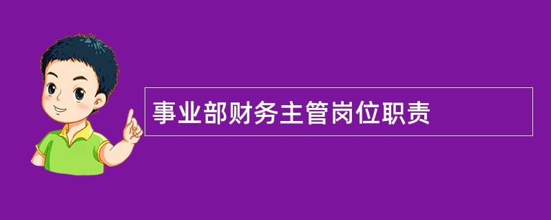 事业部财务主管岗位职责