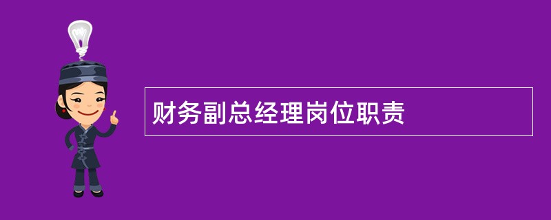 财务副总经理岗位职责