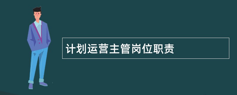 计划运营主管岗位职责