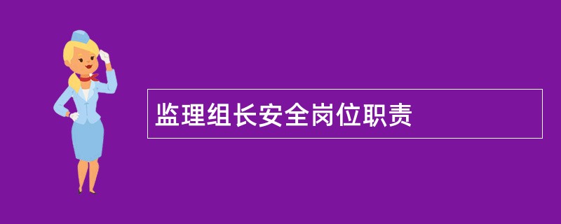 监理组长安全岗位职责