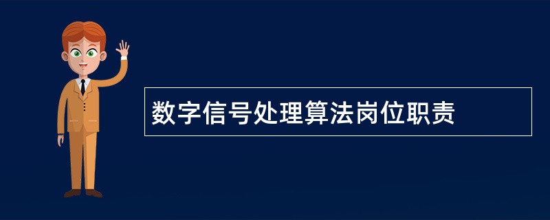 数字信号处理算法岗位职责