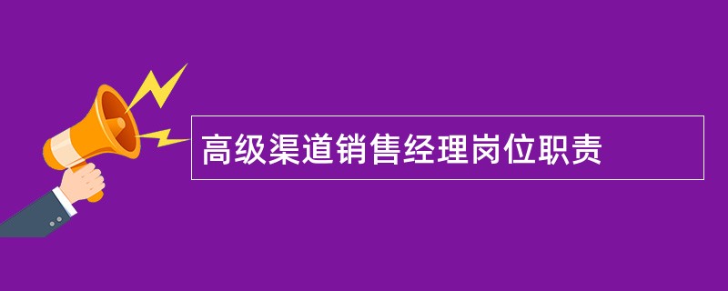 高级渠道销售经理岗位职责