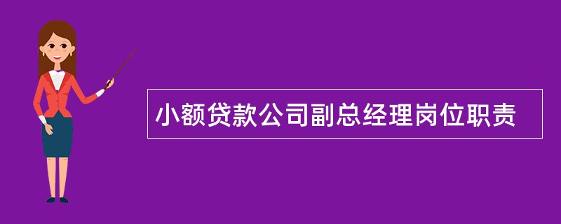 小额贷款公司副总经理岗位职责