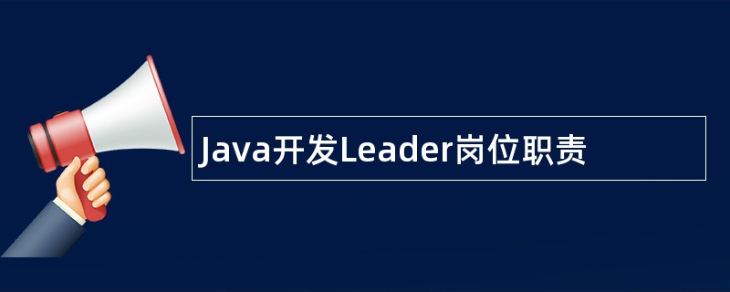 Java开发Leader岗位职责