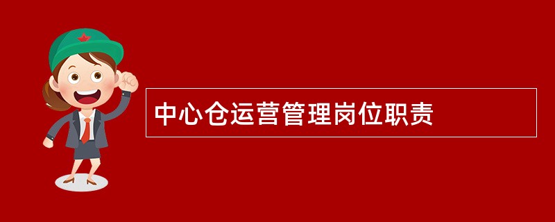 中心仓运营管理岗位职责