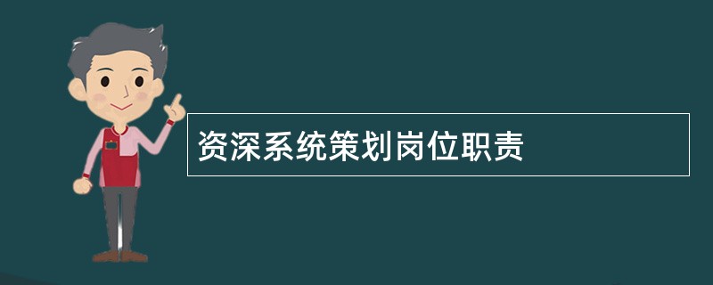 资深系统策划岗位职责