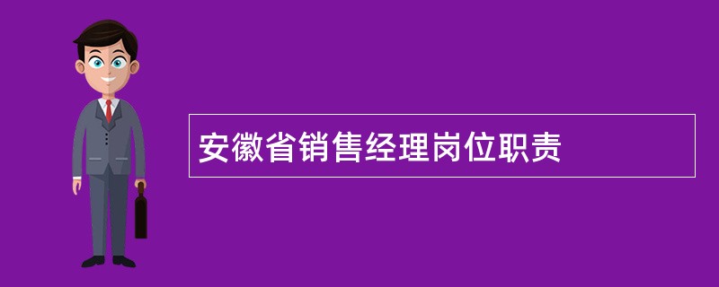 安徽省销售经理岗位职责