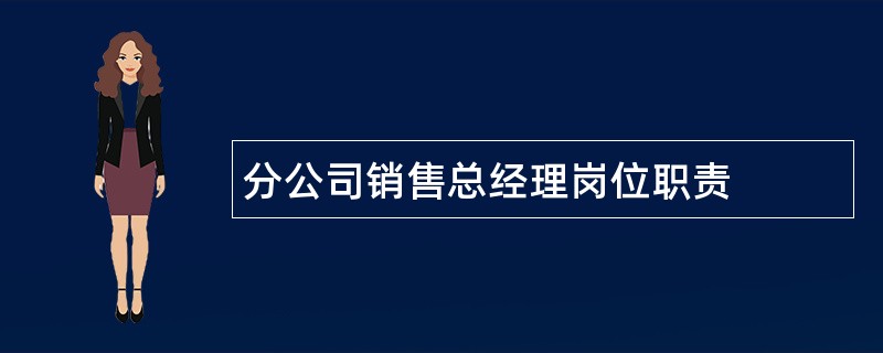 分公司销售总经理岗位职责