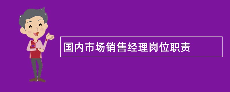 国内市场销售经理岗位职责