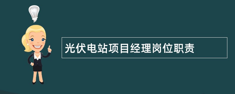 光伏电站项目经理岗位职责