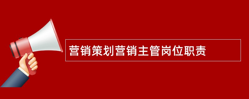 营销策划营销主管岗位职责