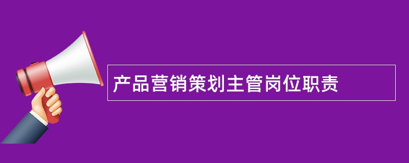 产品营销策划主管岗位职责