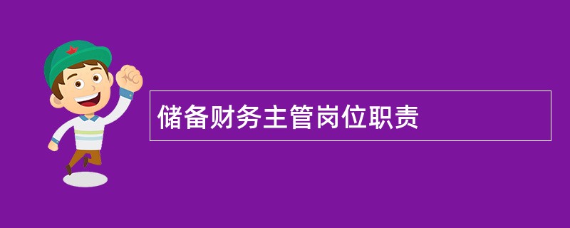 储备财务主管岗位职责