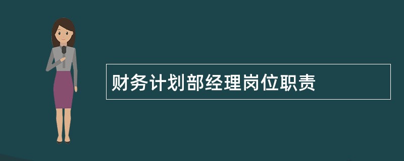 财务计划部经理岗位职责