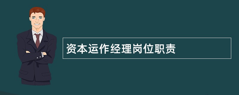 资本运作经理岗位职责