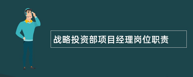 战略投资部项目经理岗位职责