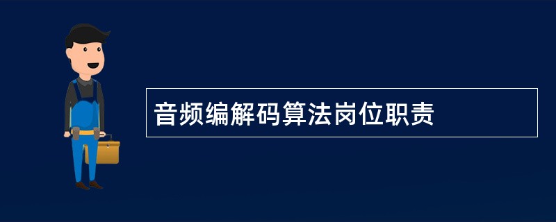 音频编解码算法岗位职责