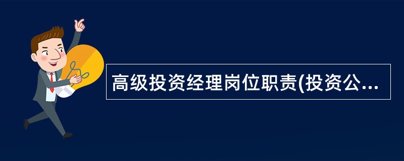 高级投资经理岗位职责(投资公司)