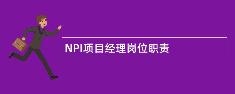 NPI项目经理岗位职责