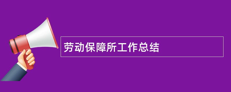 劳动保障所工作总结