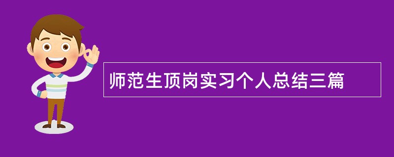 师范生顶岗实习个人总结三篇