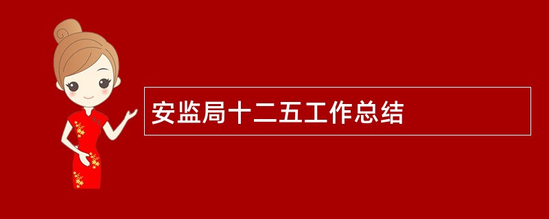 安监局十二五工作总结