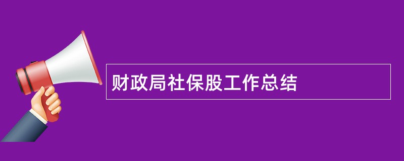 财政局社保股工作总结