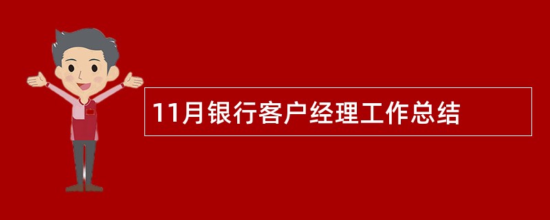 11月银行客户经理工作总结