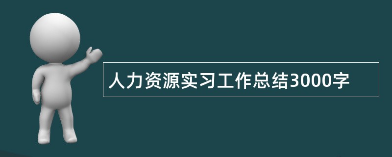 人力资源实习工作总结3000字