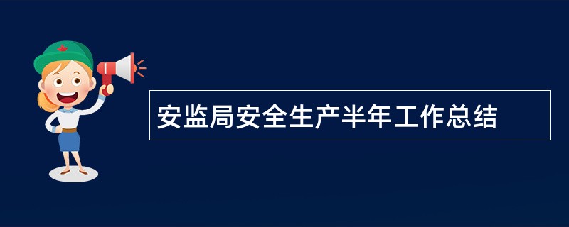 安监局安全生产半年工作总结