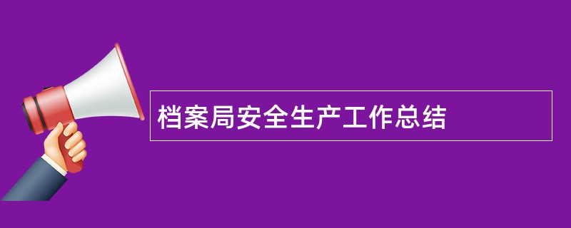 档案局安全生产工作总结