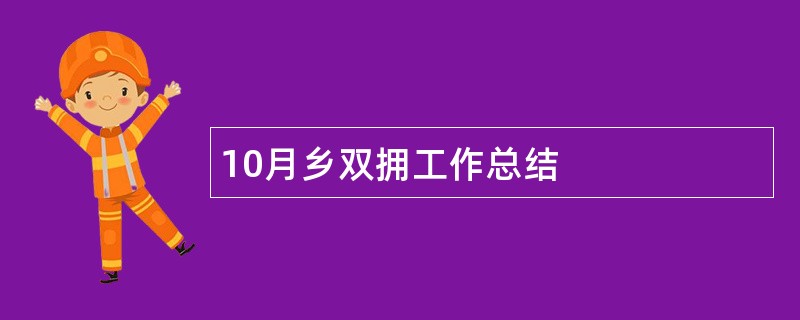 10月乡双拥工作总结