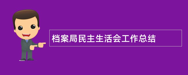 档案局民主生活会工作总结