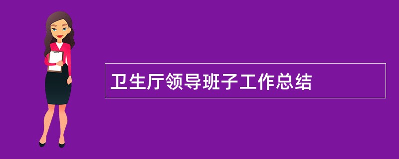 卫生厅领导班子工作总结