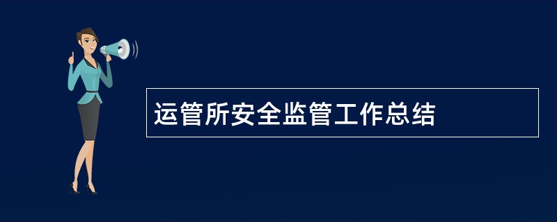 运管所安全监管工作总结