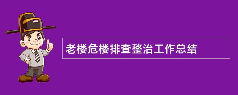 老楼危楼排查整治工作总结