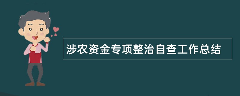 涉农资金专项整治自查工作总结