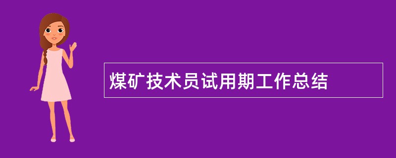 煤矿技术员试用期工作总结