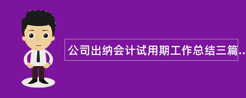 公司出纳会计试用期工作总结三篇