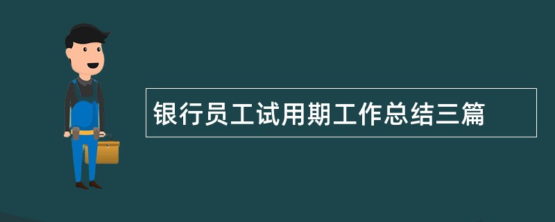 银行员工试用期工作总结三篇