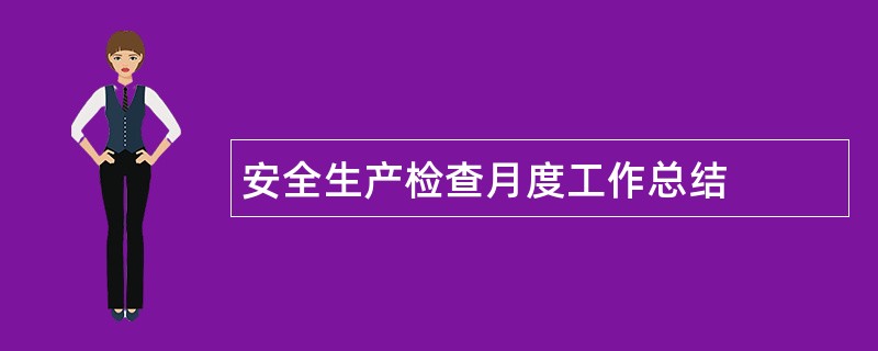 安全生产检查月度工作总结