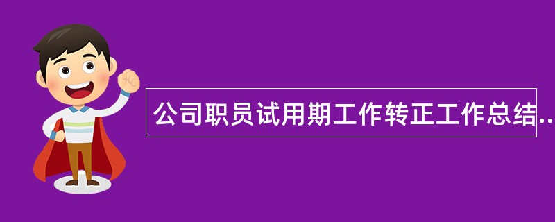 公司职员试用期工作转正工作总结