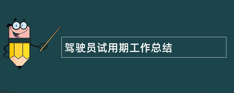 驾驶员试用期工作总结