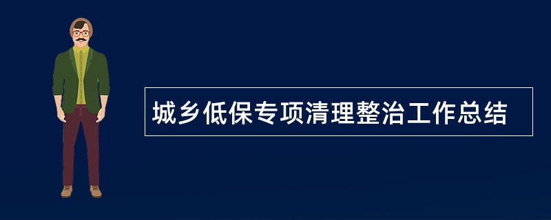 城乡低保专项清理整治工作总结