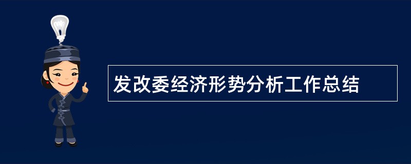 发改委经济形势分析工作总结