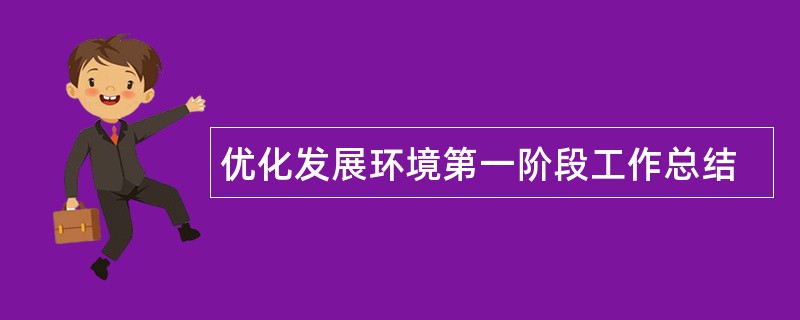 优化发展环境第一阶段工作总结