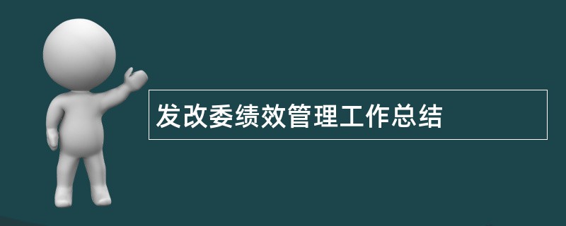 发改委绩效管理工作总结