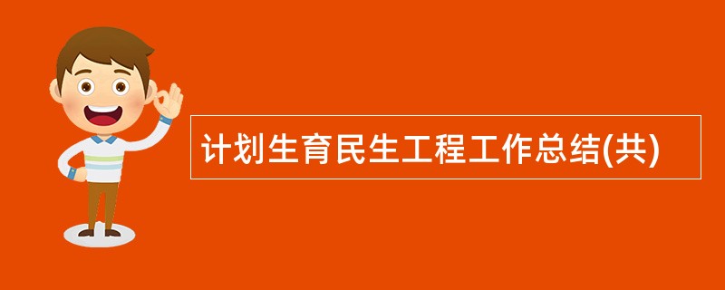 计划生育民生工程工作总结(共)